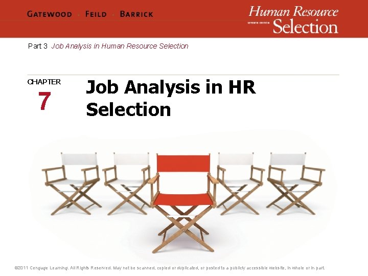 Part 3 Job Analysis in Human Resource Selection CHAPTER 7 Job Analysis in HR