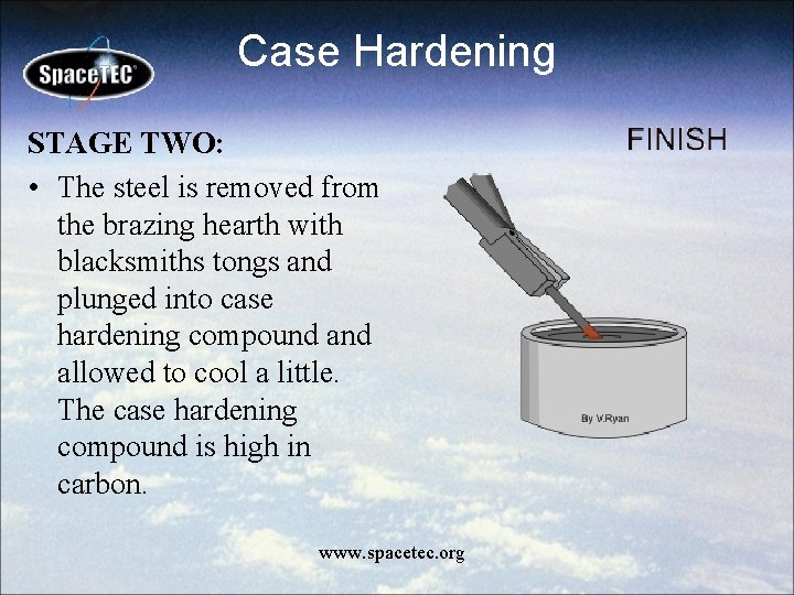 Case Hardening STAGE TWO: • The steel is removed from the brazing hearth with