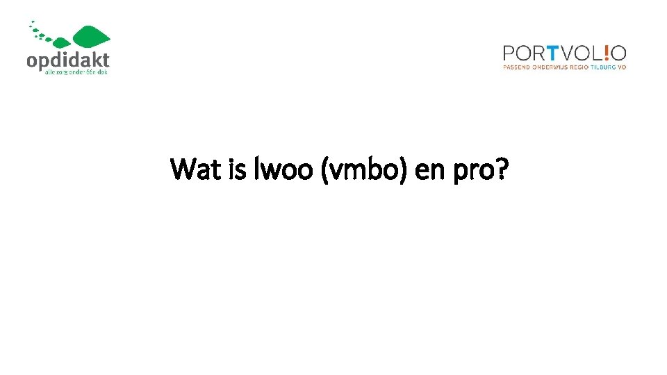 Wat is lwoo (vmbo) en pro? 
