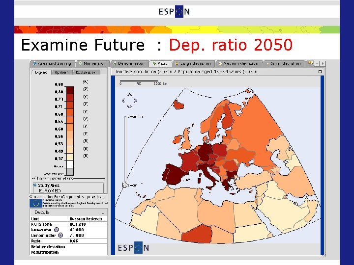 Examine Future : Dep. ratio 2050 