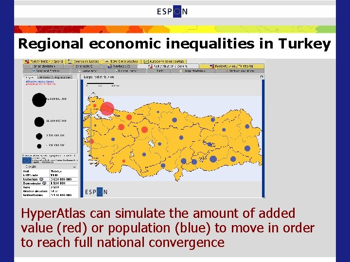 Regional economic inequalities in Turkey Hyper. Atlas can simulate the amount of added value