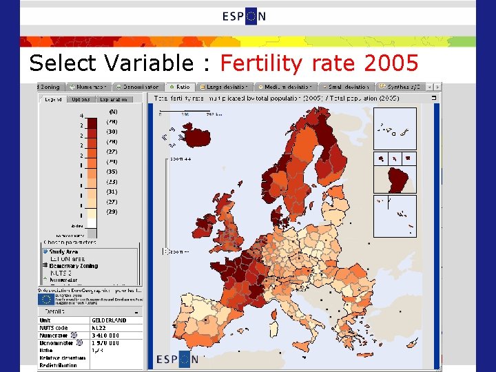 Select Variable : Fertility rate 2005 