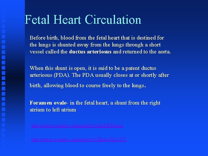 Fetal Heart Circulation Before birth, blood from the fetal heart that is destined for