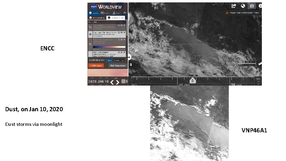 ENCC Dust, on Jan 10, 2020 Dust storms via moonlight VNP 46 A 1