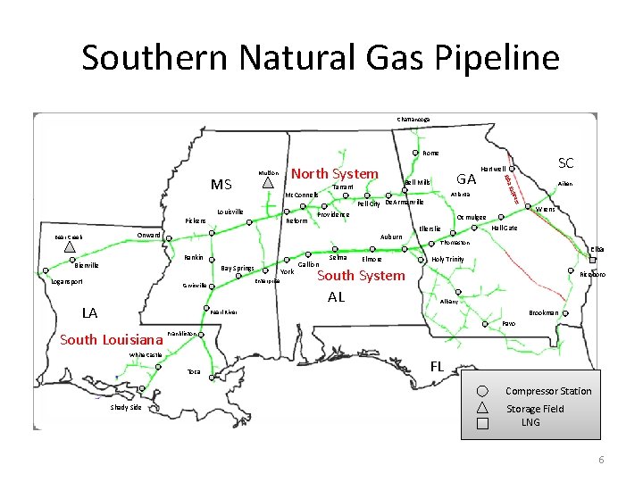 Southern Natural Gas Pipeline Chattanooga Rome Mc. Connells Louisville Reform Pickens Bear Creek Bienville