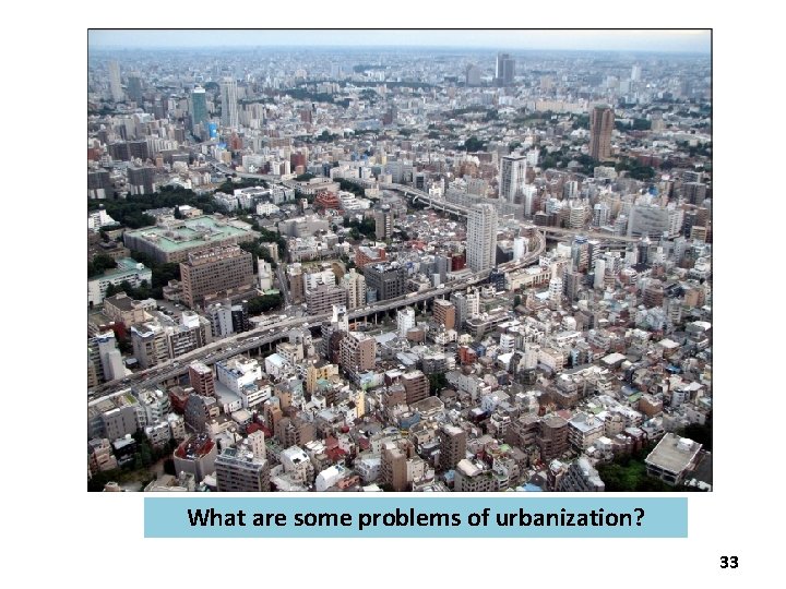 What are some problems of urbanization? 33 