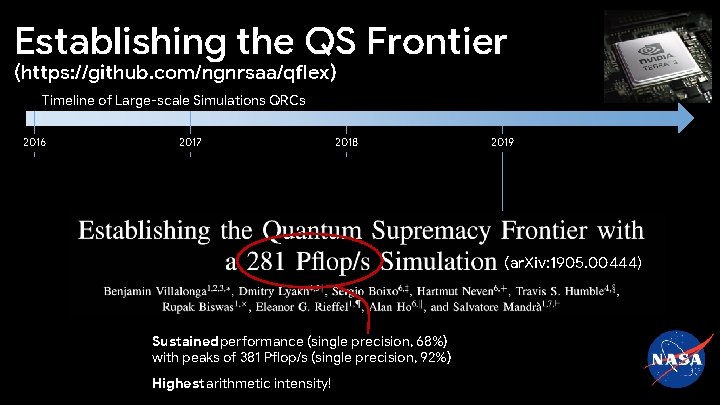 Establishing the QS Frontier (https: //github. com/ngnrsaa/qflex) Timeline of Large-scale Simulations QRCs 2016 2017