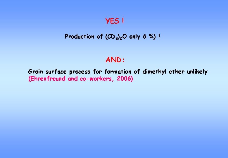 YES ! Production of (CD 3)2 O only 6 %) ! AND: Grain surface