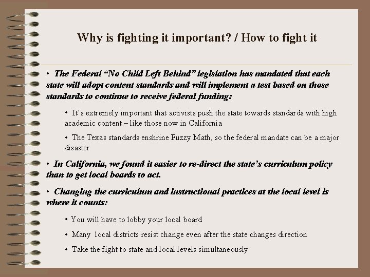 Why is fighting it important? / How to fight it • The Federal “No