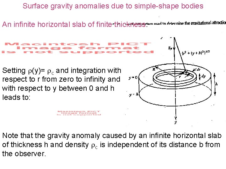Surface gravity anomalies due to simple-shape bodies An infinite horizontal slab of finite thickness: