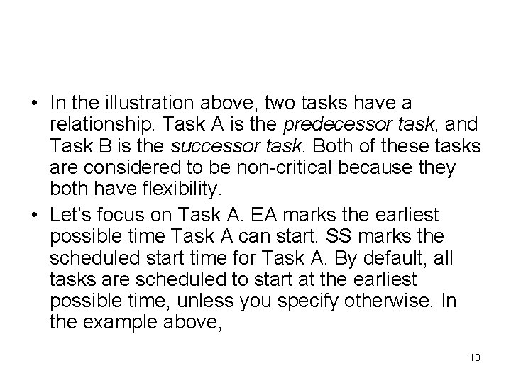  • In the illustration above, two tasks have a relationship. Task A is