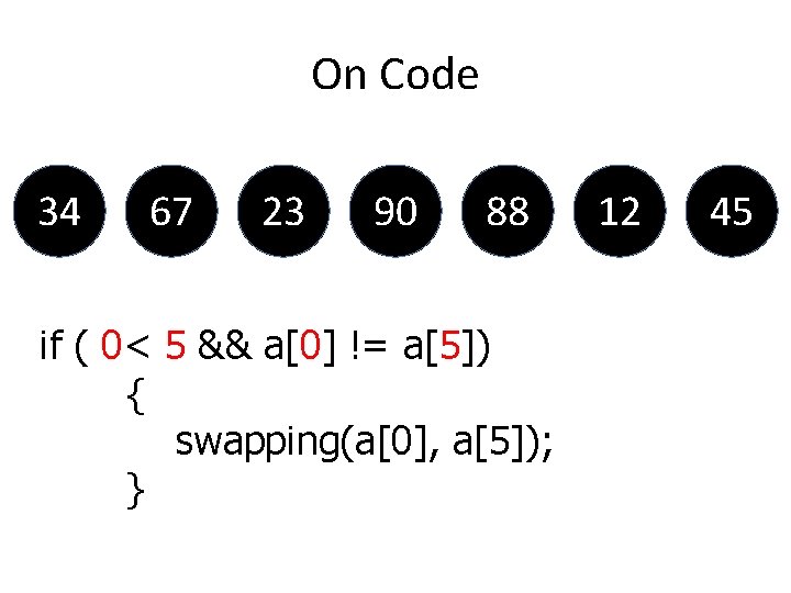 On Code 34 67 23 90 88 if ( 0< 5 && a[0] !=