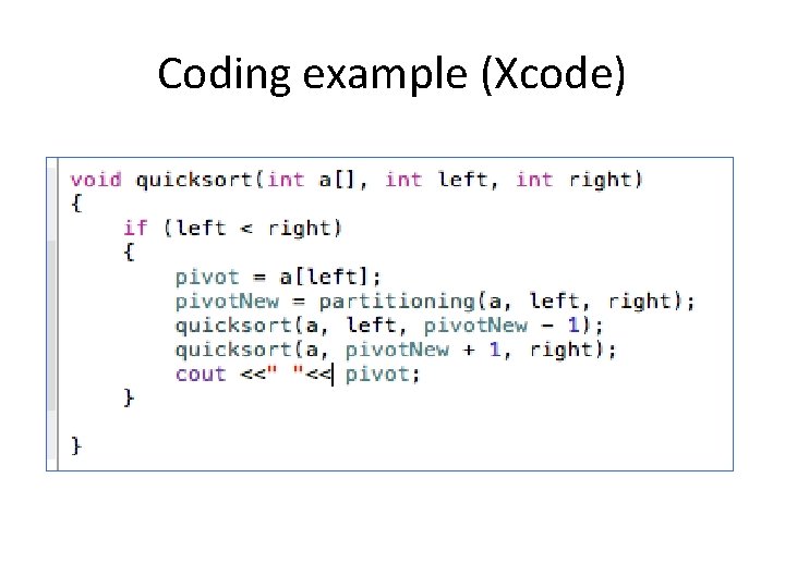 Coding example (Xcode) 