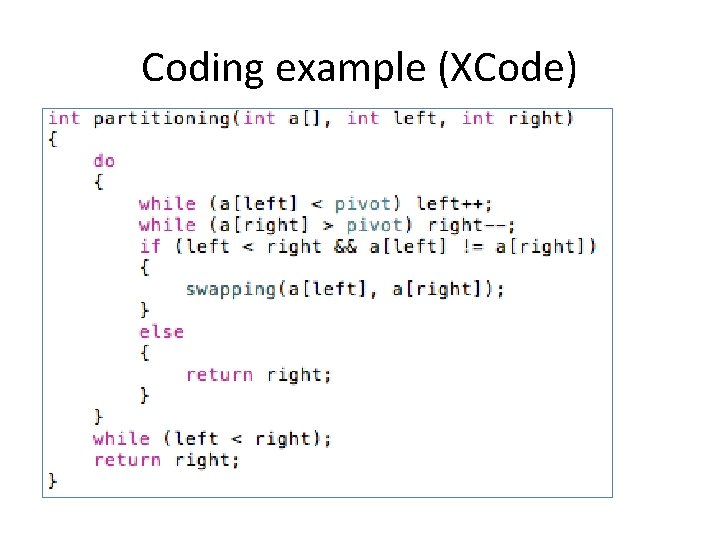 Coding example (XCode) 