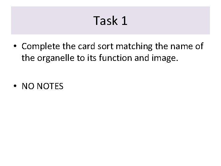 Task 1 • Complete the card sort matching the name of the organelle to