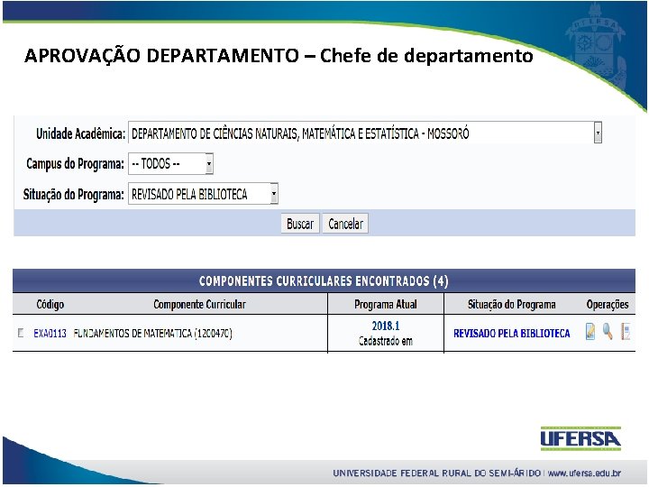 APROVAÇÃO DEPARTAMENTO – Chefe de departamento 