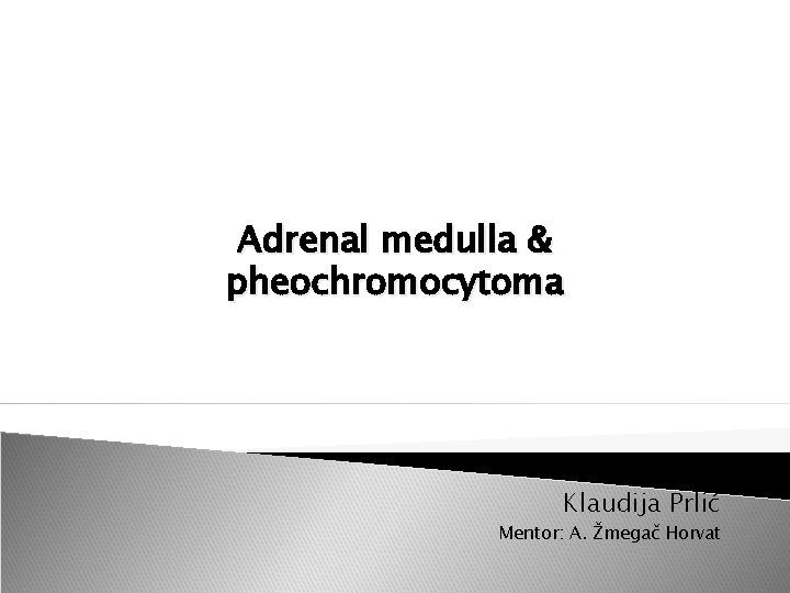 Adrenal medulla & pheochromocytoma Klaudija Prlić Mentor: A. Žmegač Horvat 