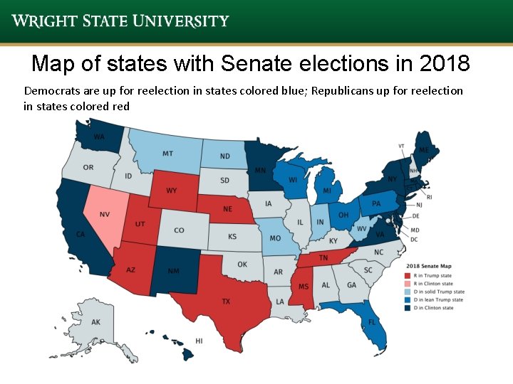 Map of states with Senate elections in 2018 Democrats are up for reelection in Map of states with Senate elections in 2018 Democrats are up for reelection in