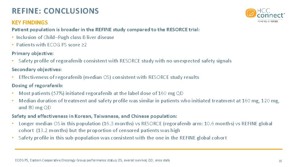 REFINE: CONCLUSIONS KEY FINDINGS Patient population is broader in the REFINE study compared to