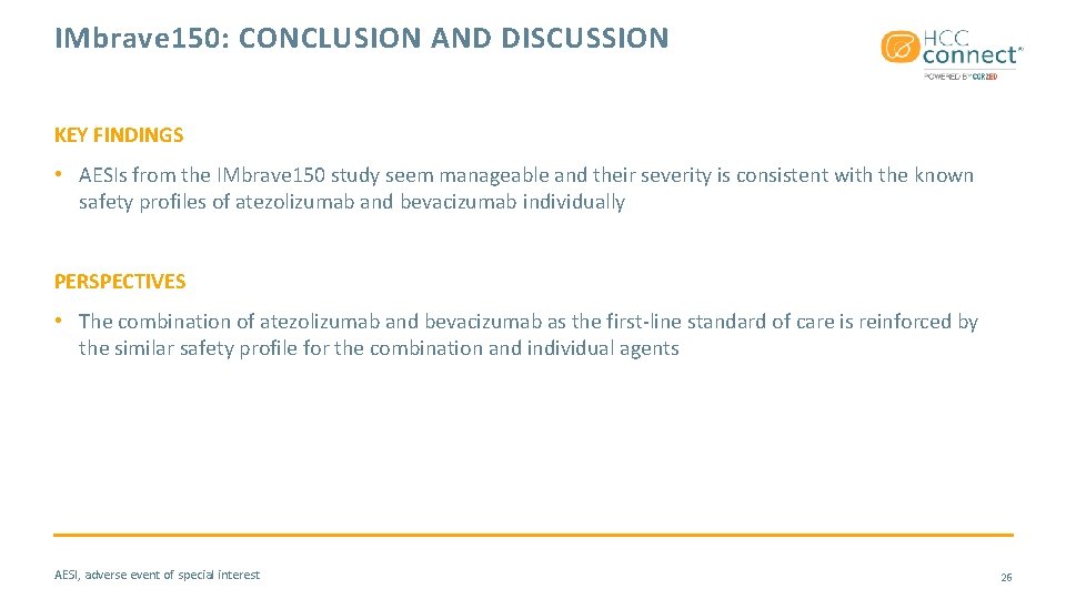 IMbrave 150: CONCLUSION AND DISCUSSION KEY FINDINGS • AESIs from the IMbrave 150 study