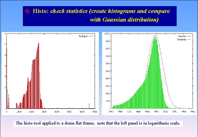 4) Histo: check statistics (create histograms and compare ASTROWISE OAC TEAM with Gaussian distribution)