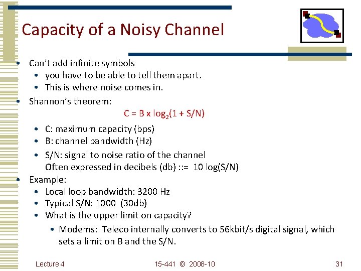 Capacity of a Noisy Channel • Can’t add infinite symbols • you have to