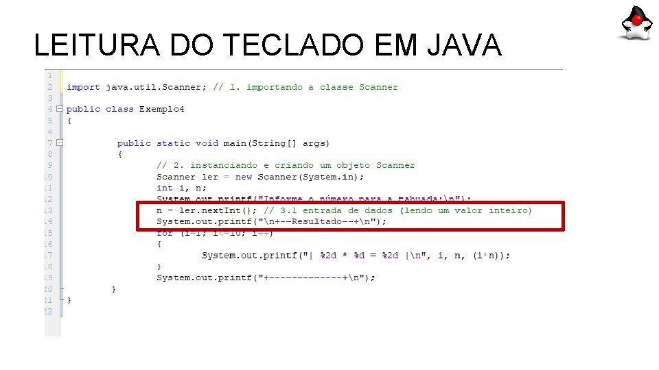 LEITURA DO TECLADO EM JAVA 