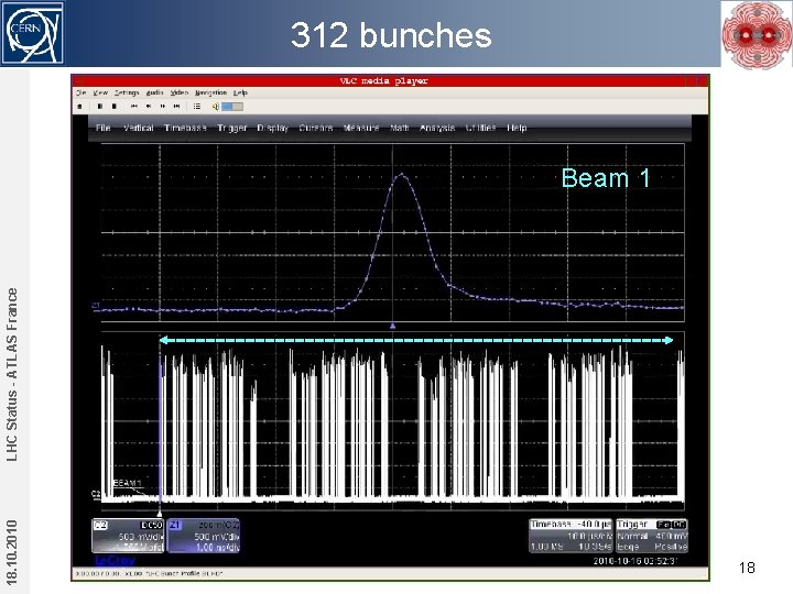 18. 10. 2010 LHC Status - ATLAS France 312 bunches Beam 1 18 