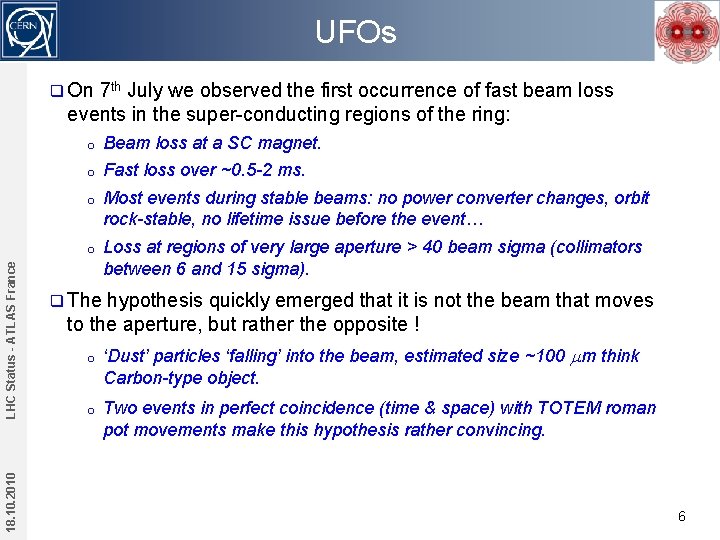 UFOs 7 th July we observed the first occurrence of fast beam loss events