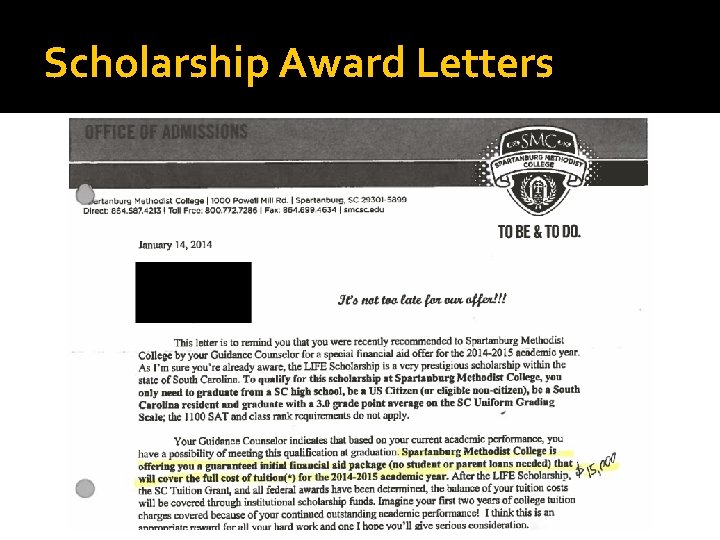 Scholarship Award Letters 