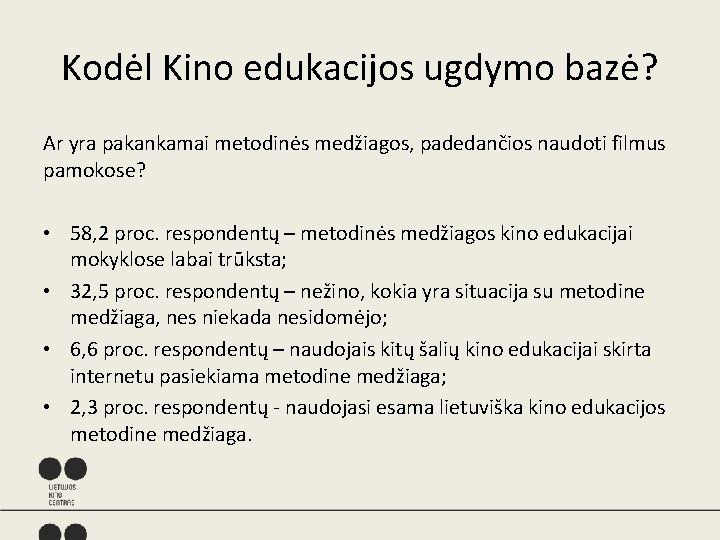 Kodėl Kino edukacijos ugdymo bazė? Ar yra pakankamai metodinės medžiagos, padedančios naudoti filmus pamokose? Kodėl Kino edukacijos ugdymo bazė? Ar yra pakankamai metodinės medžiagos, padedančios naudoti filmus pamokose?