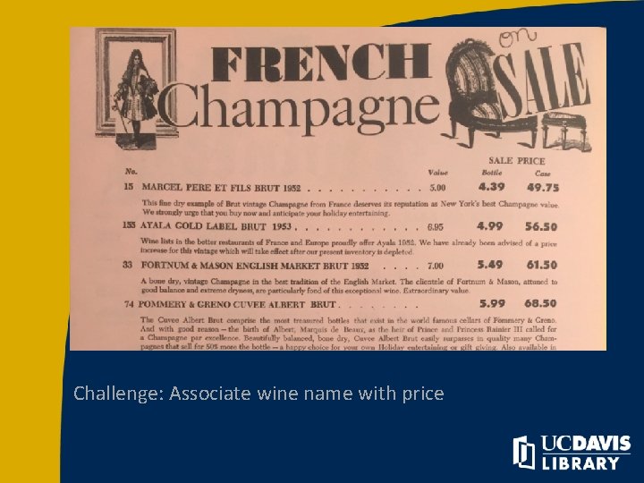 Challenge: Associate wine name with price 