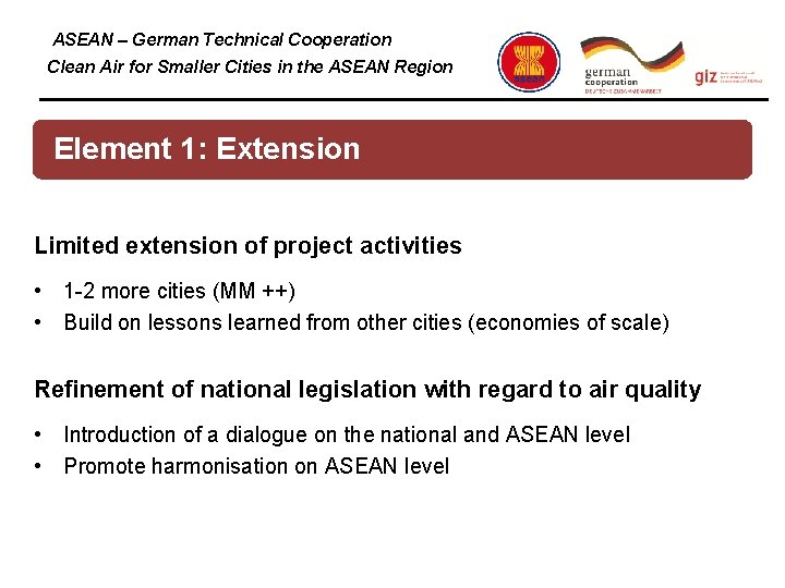 ASEAN – German Technical Cooperation Clean Air for Smaller Cities in the ASEAN Region