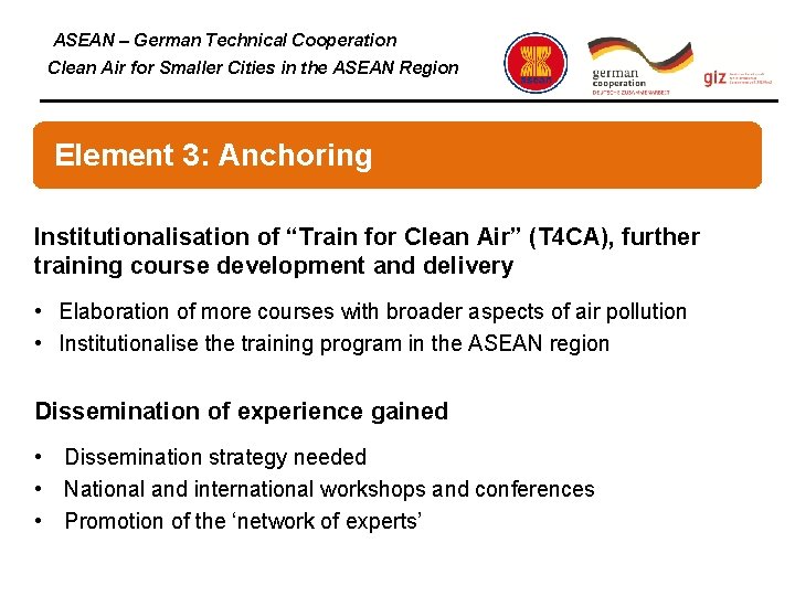 ASEAN – German Technical Cooperation Clean Air for Smaller Cities in the ASEAN Region