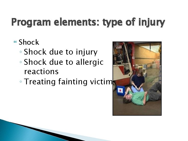 Program elements: type of injury Shock ◦ Shock due to injury ◦ Shock due