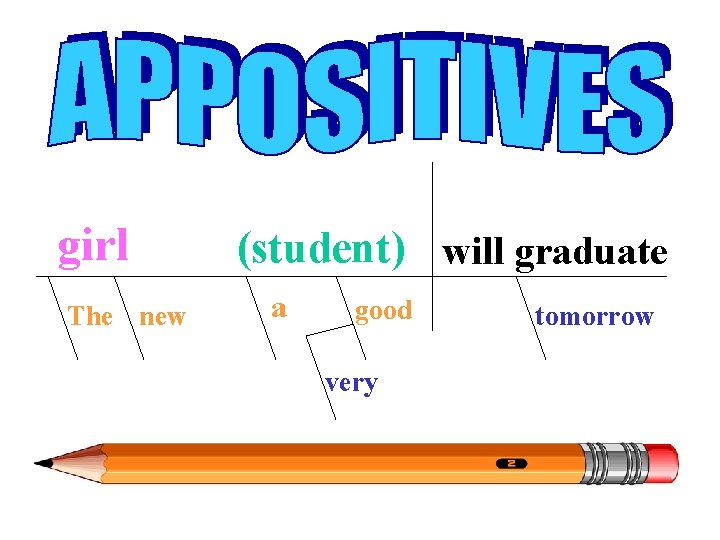 girl The new (student) will graduate a good very tomorrow 