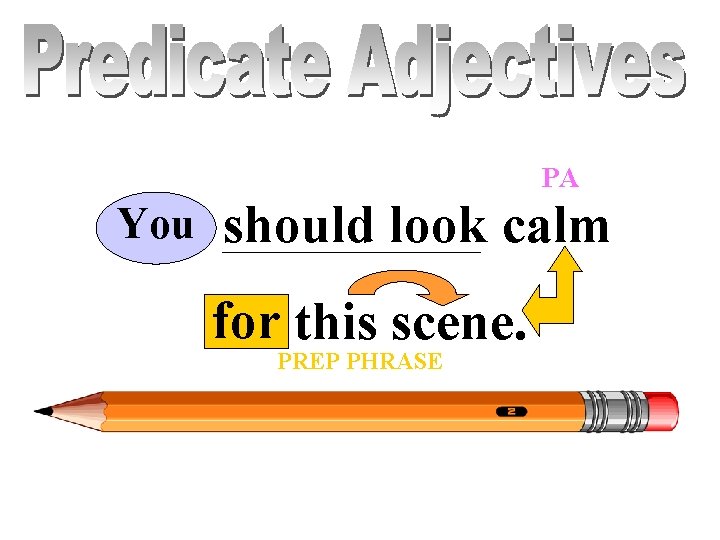 PA You should look calm You for this scene. PREP PHRASE 