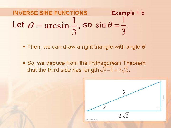 INVERSE SINE FUNCTIONS Let , so Example 1 b . § Then, we can
