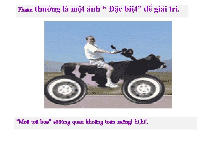 Phaàn thưởng là một ảnh “ Đặc biệt” để giải trí. “Moâ toâ boø”