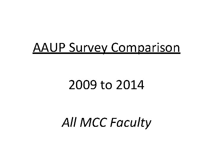 AAUP Survey Comparison 2009 to 2014 All MCC Faculty 