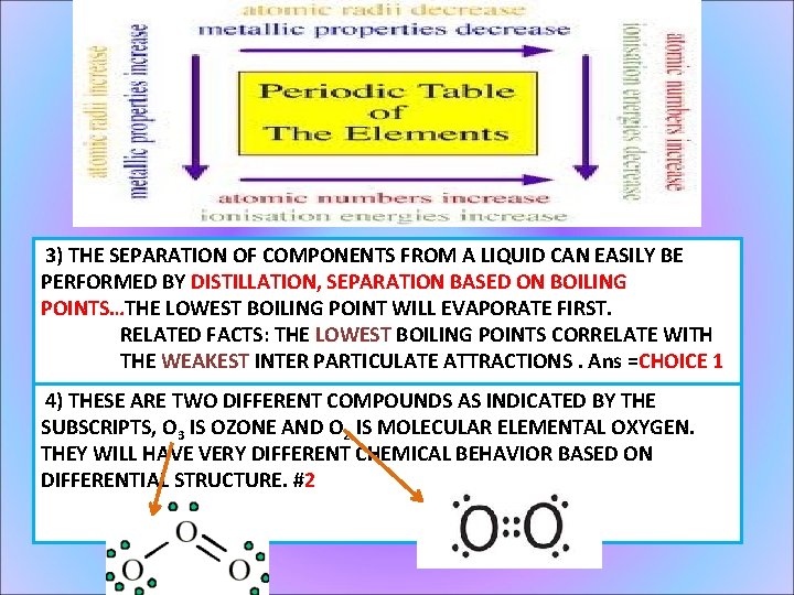 3) THE SEPARATION OF COMPONENTS FROM A LIQUID CAN EASILY BE PERFORMED BY DISTILLATION,