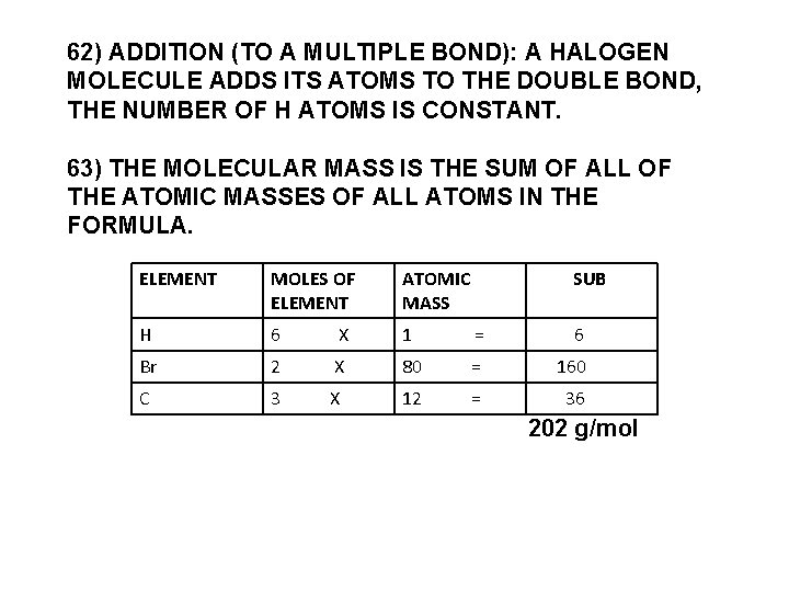 62) ADDITION (TO A MULTIPLE BOND): A HALOGEN MOLECULE ADDS ITS ATOMS TO THE