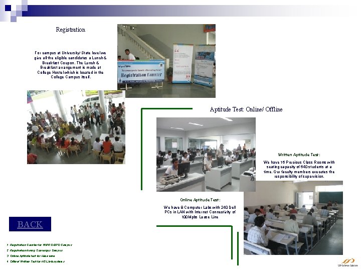 Registration For campus at University/ State level we give all the eligible candidates a