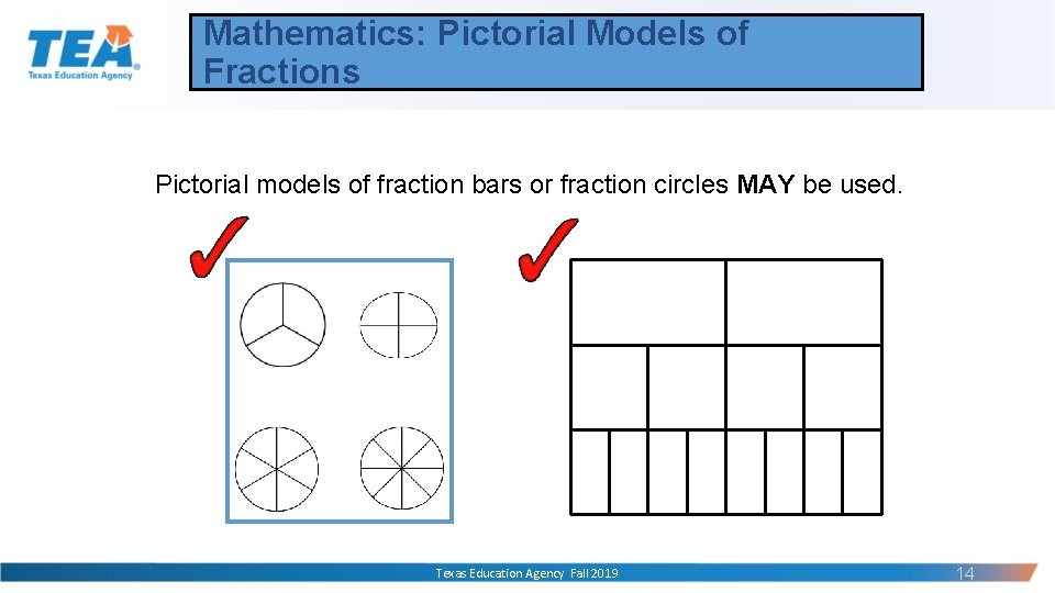 Mathematics: Pictorial Models of Fractions Pictorial models of fraction bars or fraction circles MAY