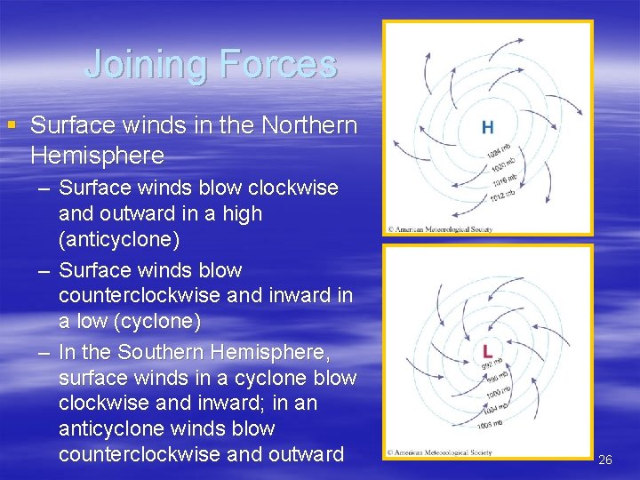 Joining Forces § Surface winds in the Northern Hemisphere – Surface winds blow clockwise