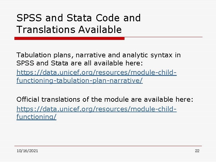 SPSS and Stata Code and Translations Available Tabulation plans, narrative and analytic syntax in