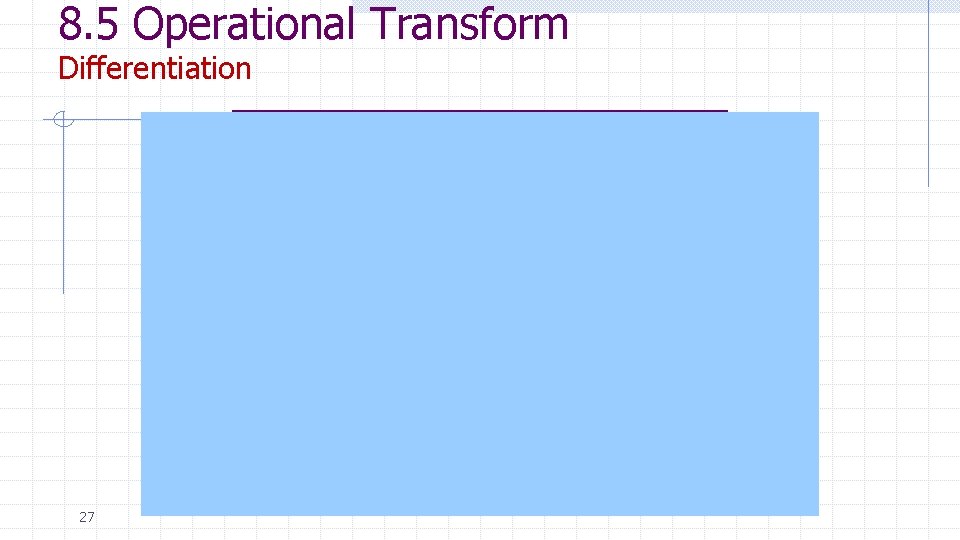 8. 5 Operational Transform Differentiation 27 