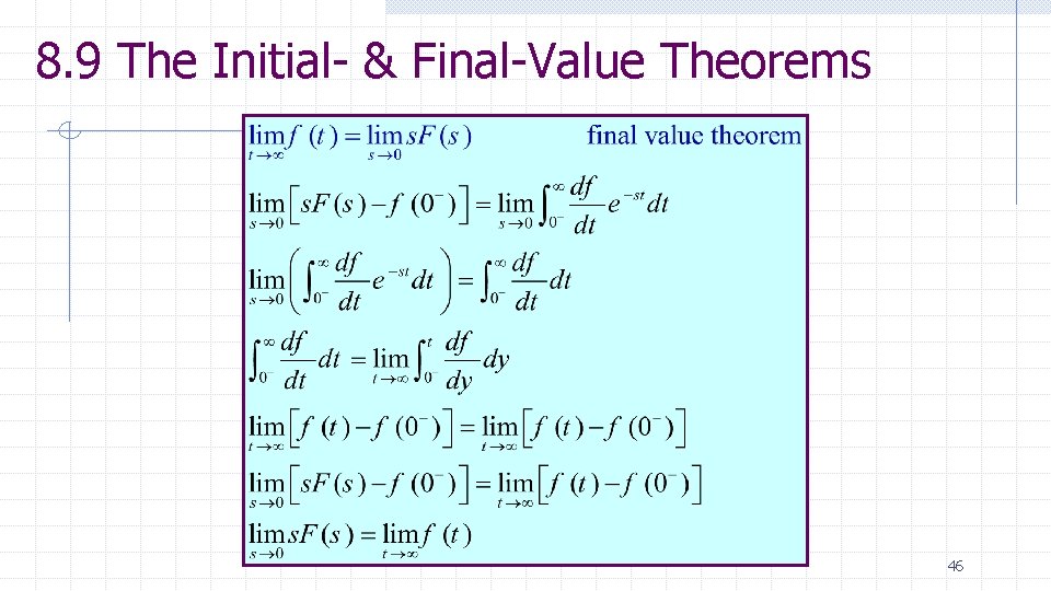 8. 9 The Initial- & Final-Value Theorems 46 