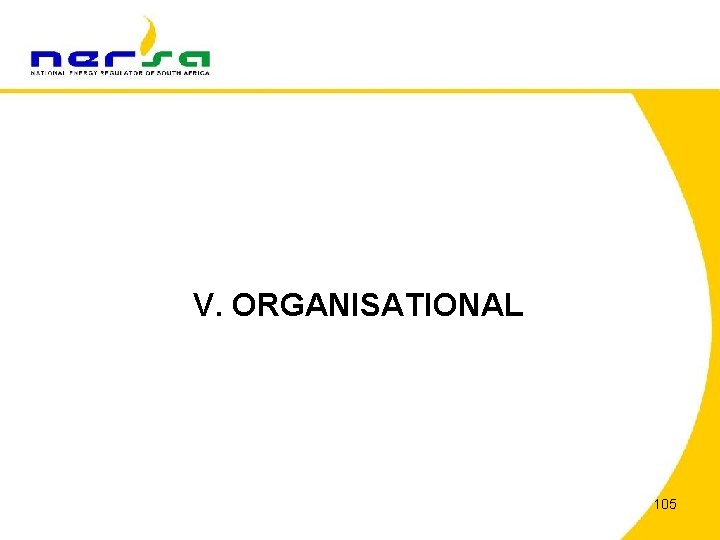 V. ORGANISATIONAL 105 