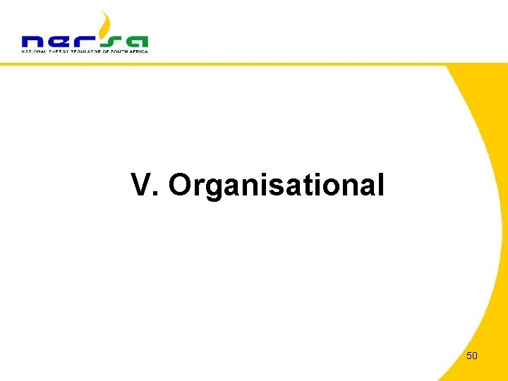 V. Organisational 50 